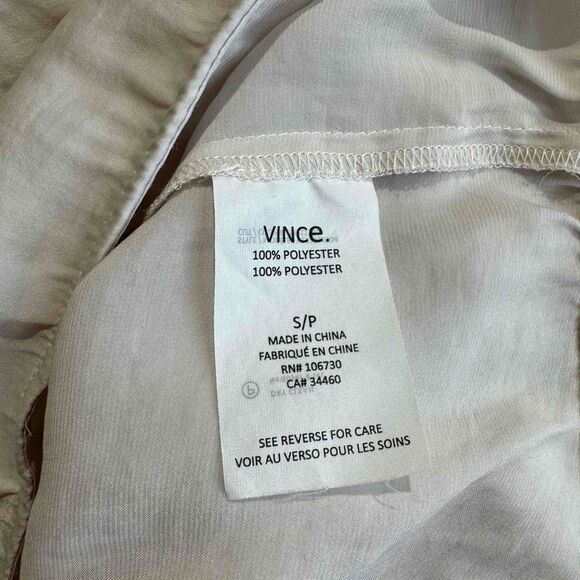 Vince Cream Short Sleeve Draped Blouse Small Preppy Transitional Basic Neutral - Picture 11 of 14